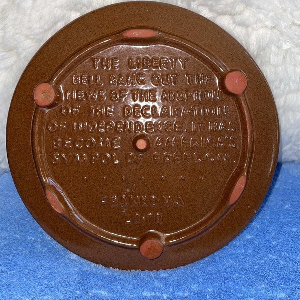 Vintage NEW.  Frankoma Pottery Liberty Bell Trivit. 6” diameter.  #LB-TR - Picture 2 of 4